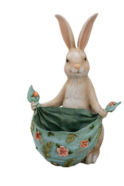 Hase mit blauem Blumentuch, 25,2 x 24,9 x 36,1cm