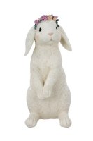 Hase, beige, mit rosa Blumenkranz, 16,0 x 14,5 x 30,2cm