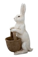 Hase weiß mit braunem Korb, 24,5 x 15,3 x 41,8cm