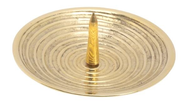 Kerzenteller Spirale Messing Gold mit Dorn Ø 10 cm für Kerzen Ø 8 cm