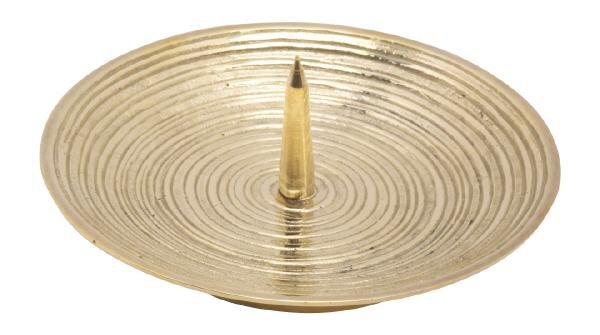 Kerzenteller Spirale Messing Gold mit Dorn Ø 12 cm für Kerzen Ø 10 cm