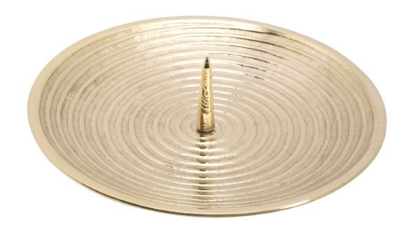 Kerzenteller Spirale Messing Gold mit Dorn Ø 14 cm für Kerzen Ø 12 cm