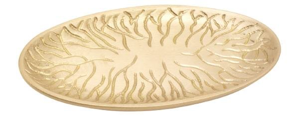 Kerzenteller Oval Baum Messing Gold matt 13 x 6 cm