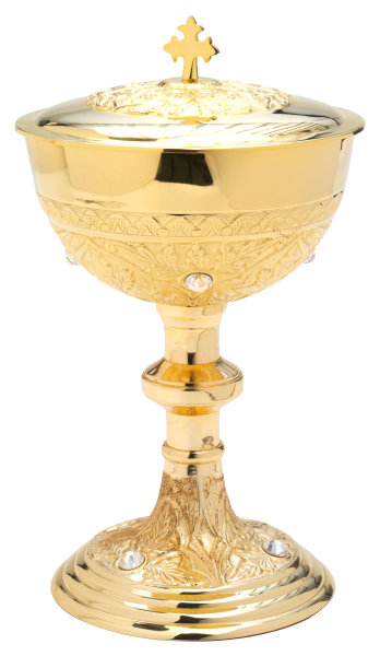 Ciborium mit Steinen vergoldet H 25 cm