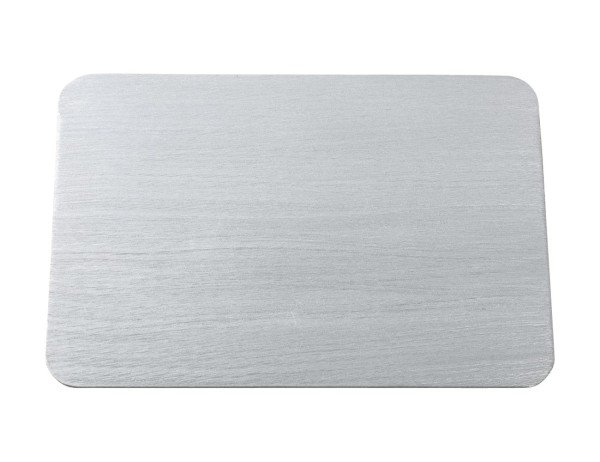 Kerzenteller Rechteck Aluminium Silber gebürstet Unterseite mit Filz 20,5 x 14 cm