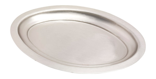 Kerzenteller Oval Messing Silber 16 x 9,5 cm innen