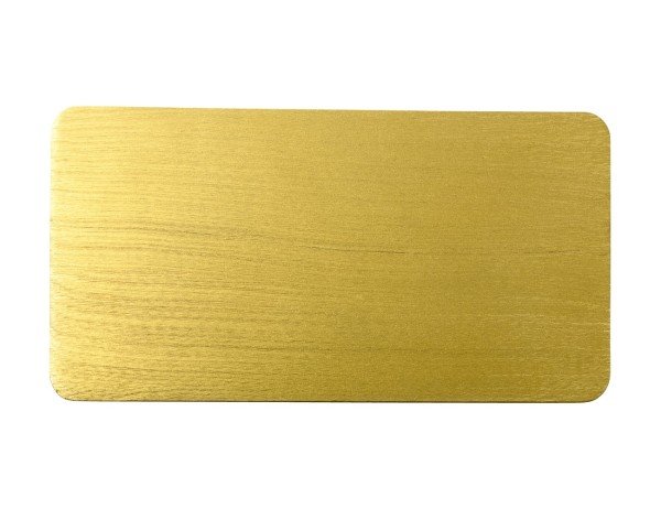 Kerzenteller Rechteck Aluminium Gold gebürstet unterseite mit Filz 30 x 16 cm