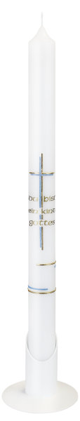 Taufkerze Jungen "Du bist ein Kind Gottes" Blau/Gold 415 x Ø 30 mm