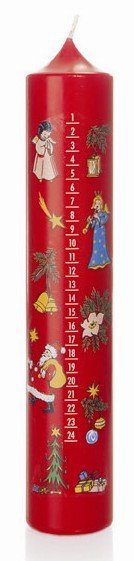 Adventskalenderkerze 1 - 24 Rot 265 x Ø 50 mm, 1 Stück