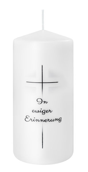 Trauerkerze "In ewiger Erinnerung" Weiß 150 x Ø 78 mm