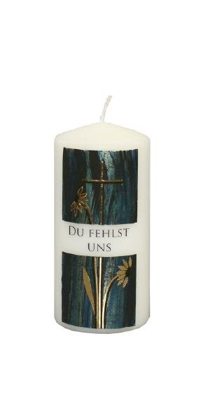 Trauerkerze "Du fehlst uns" Elfenbein 150 x Ø 68 mm