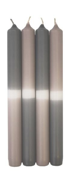 Leuchterkerzen Dip Dye Kerzen Grau / Silbergrau, 250 x Ø 23 mm, 4 Stück