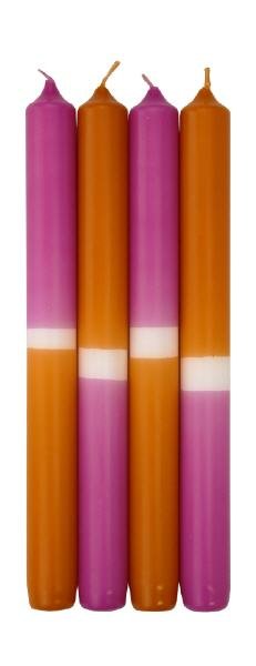 Leuchterkerzen Dip Dye Kerzen Pink / Aprikose, 250 x Ø 23 mm, 4 Stück