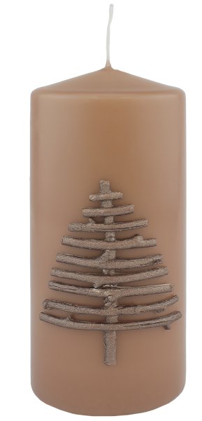 Stumpenkerzen Advent "Natural Tree" Caramel 150 x Ø 68 mm, 4 Stück