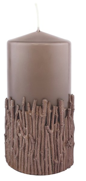 Stumpenkerzen Advent "Natural Wood" Taupe 150 x Ø 68 mm, 4 Stück