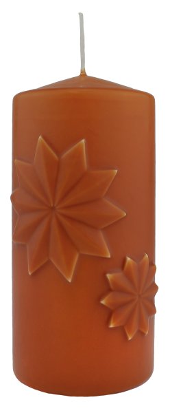 Stumpenkerzen Advent "Sternenduo" Cognac 150 x Ø 68 mm, 4 Stück