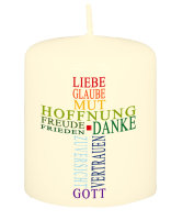 Hoffnungskerze "Liebe, Glaube, Mut" Elfenbein...