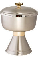 Ciborium vernickelt, innen vergoldet H 16 cm