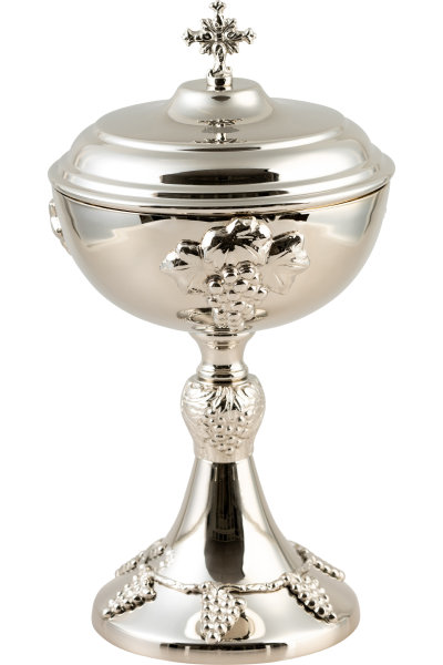 Ciborium vernickelt, innen vergoldet H 28 cm