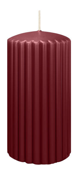 Rillen Kerzen Bordeaux 150 x Ø 80 mm, 4 Stück