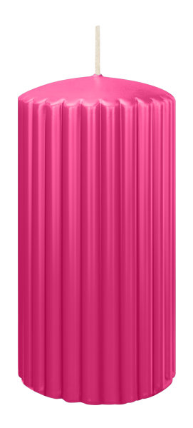 Rillen Kerzen Pink 150 x Ø 80 mm, 4 Stück