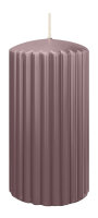 Rillen Kerzen Mauve 150 x Ø 80 mm, 4 Stück