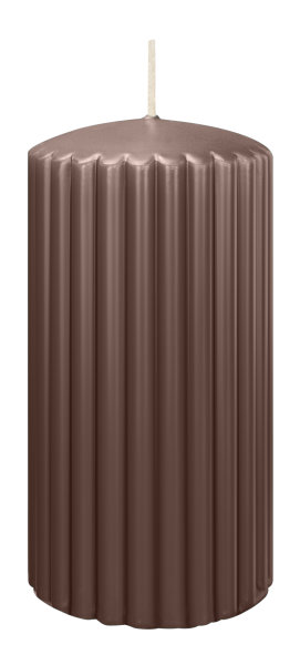 Rillen Kerzen Taupe 150 x Ø 80 mm, 4 Stück