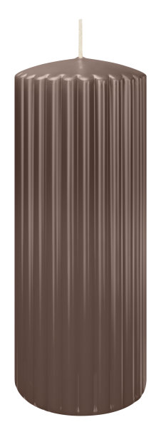 Rillen Kerzen Taupe 200 x Ø 80 mm, 4 Stück