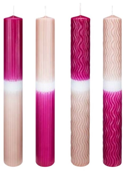 Kerzen Diy Waves Lachs-Magenta 250 x Ø 30 mm 4er Set