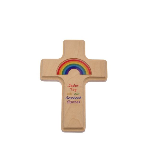 Holzkreuz für Kinder, Regenbogen